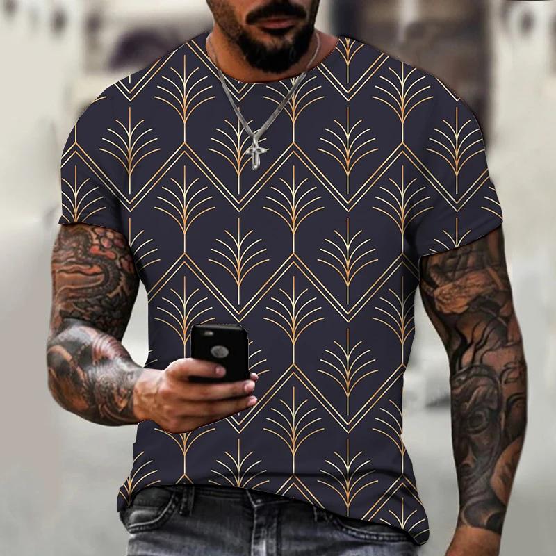 남성 여성 추상 기하학 패턴 통기성 캐주얼 o-넥 스타일 3D 프린트 티셔츠, 남성 티셔츠, 넉넉한 반팔 멋진 패션